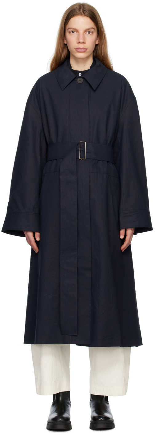 Studio Nicholson Navy Monterry Trench Coat Studio Nicholson