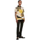 Versace Gold and White Barocco Taylor-Fit Polo