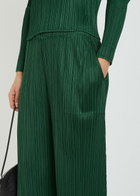 Pleats Please Issey Miyake Pleated Wide-leg Woven Trousers Dark Green