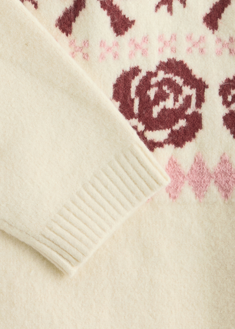 Kitri Uma Fair Isle Intarsia Half-zip Jumper Cream