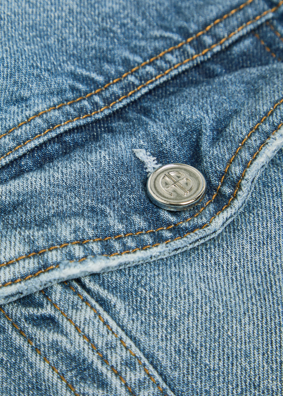Anine Bing Quincy Panelled Denim Jacket Blue