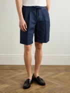 Incotex - Venezia 1951 Straight-Leg Cotton and Linen-Blend Twill Drawstring Bermuda Shorts - Blue