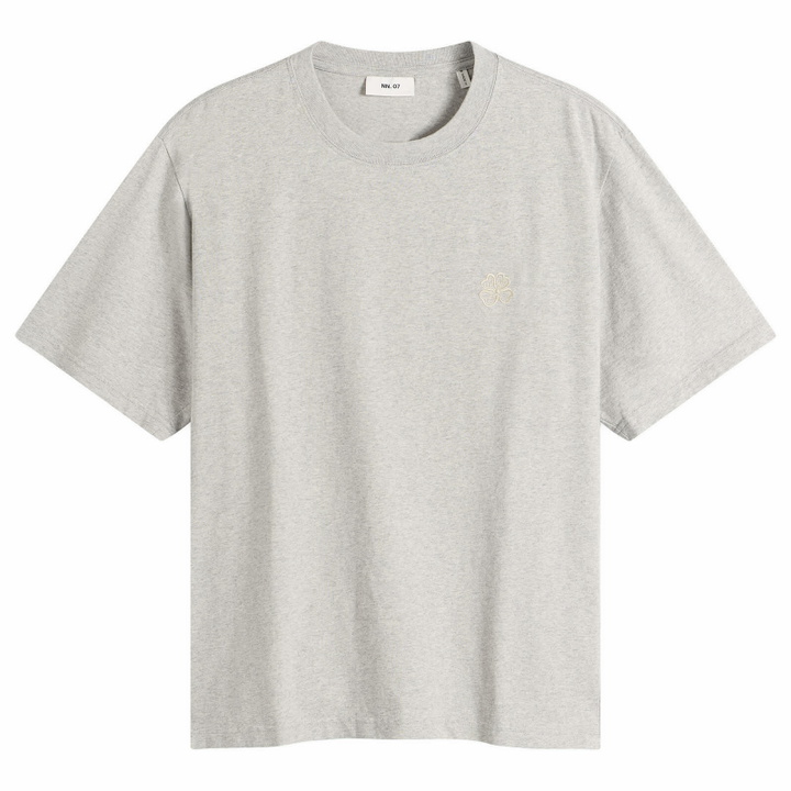 Photo: NN07 Men's Jett Embroidered T-Shirt in Grey Melange