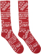 Palm Angels Red & White Bandana Socks