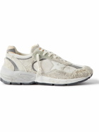 Golden Goose - Dad-Star Distressed Leather-Trimmed Suede and Mesh Sneakers - White