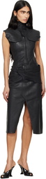 Ottolinger Black Glazed Denim Belted Midi Dress