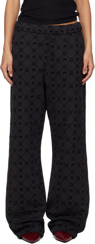 Photo: Marine Serre Black Moonogram Flocked Fleece Sweatpants