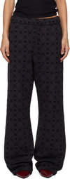 Marine Serre Black Moonogram Flocked Fleece Sweatpants