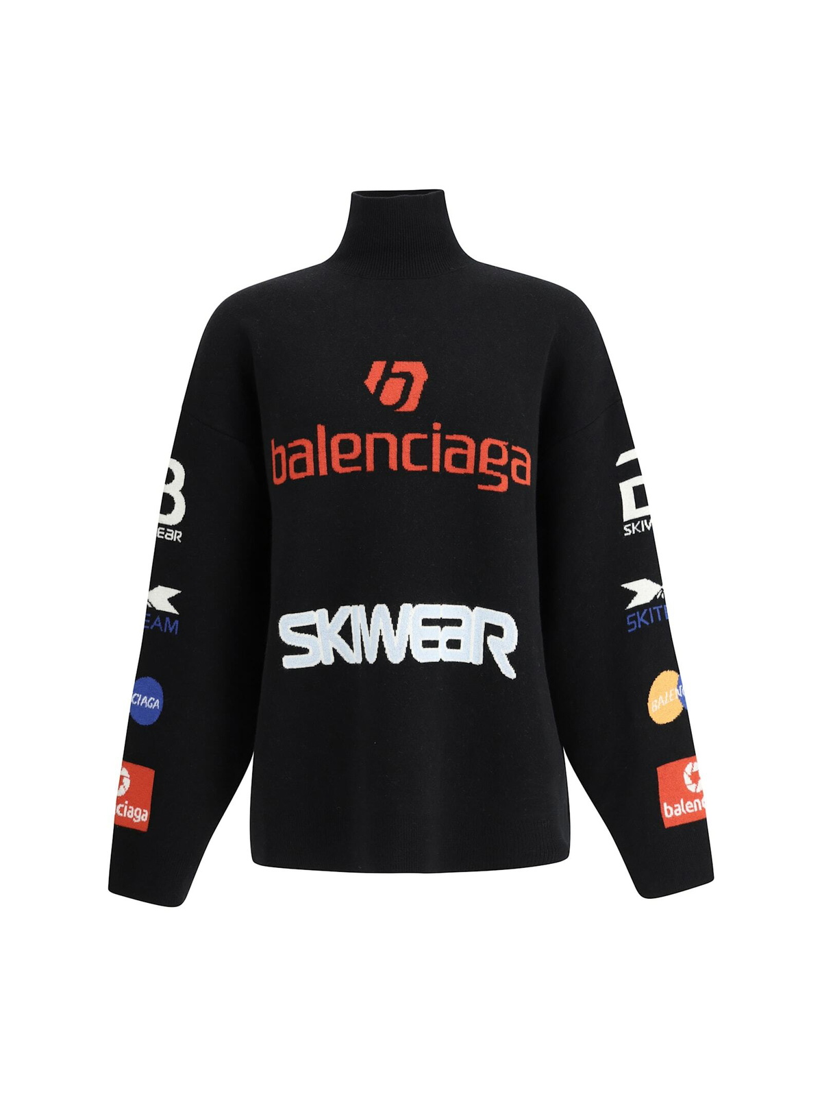 Balenciaga Grey and Black All Over Logo Crewneck Sweater