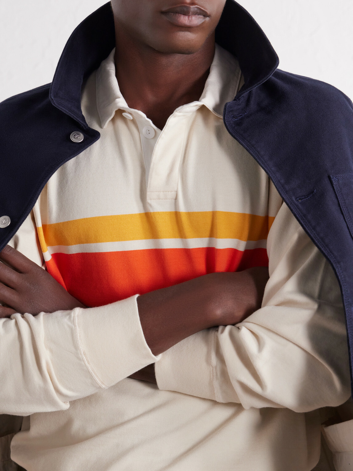 Drake's - Striped Cotton-Jersey Polo shirt - Neutrals
