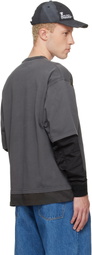 AAPE by A Bathing Ape Gray Moonface Logo Long Sleeve T-shirt