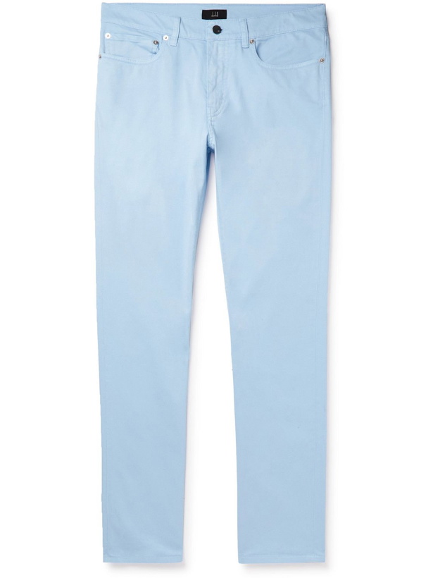 Photo: Dunhill - Straight-Leg Cotton-Blend Twill Trousers - Blue