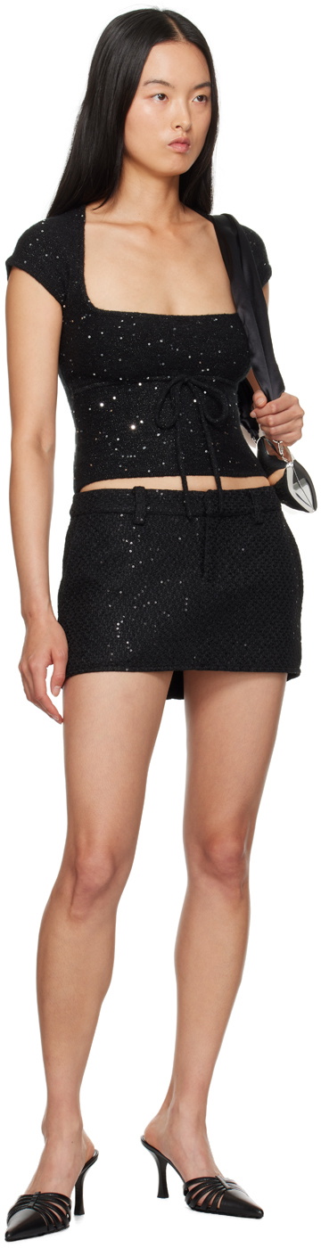 GUIZIO Black Miki Sequin Knit T-shirt