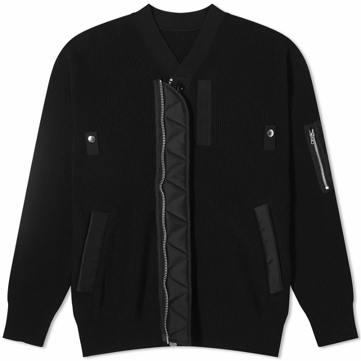 Photo: Sacai Men's Nylon Twill x Knit Cardigan in Black