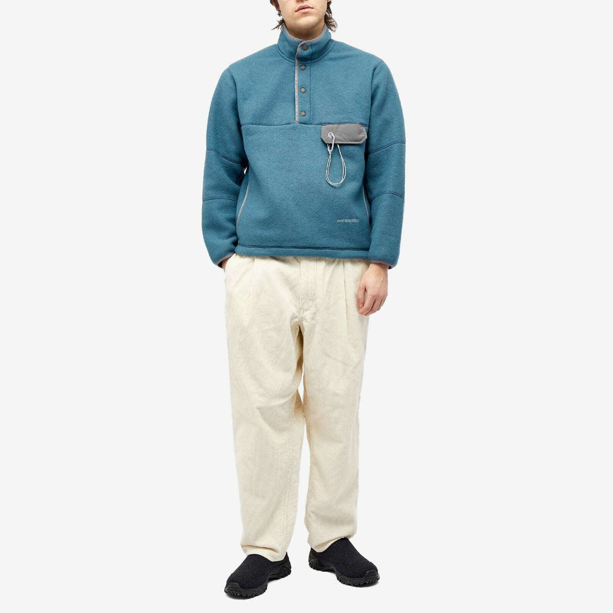 And Wander Men's Wool Fleece Pullover in Blue Grey and Wander