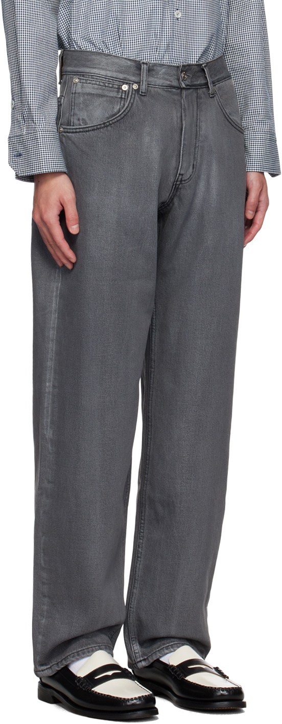 AFTER PRAY Gray Coated Wide Jeans