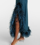 Oséree Lumière Plumage halterneck midi dress