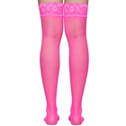 Versace Underwear Pink Sheer Lace Stay-Up Socks