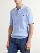 Polo Ralph Lauren - Logo-Embroidered Cable-Knit Cotton Polo Shirt - Blue