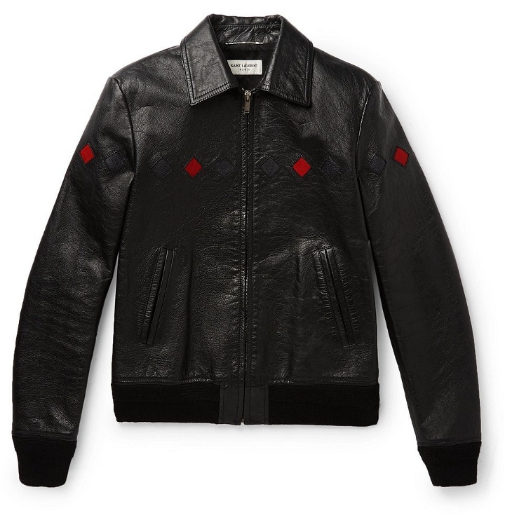 Photo: Saint Laurent - Slim-Fit Full-Grain Leather Bomber Jacket - Men - Black