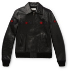 Saint Laurent - Slim-Fit Full-Grain Leather Bomber Jacket - Men - Black