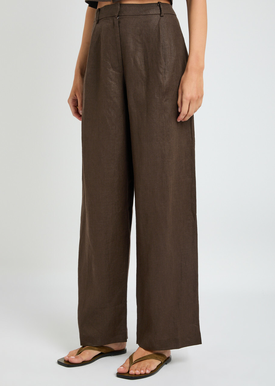 Faithfull The Brand Stevie Linen Trousers Brown