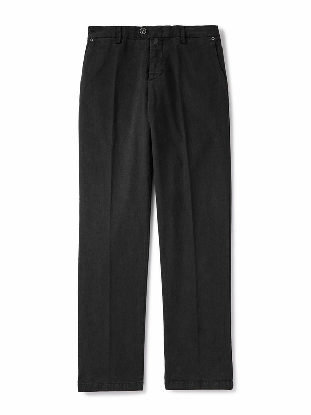 Photo: Kiton - Straight-Leg Lyocell-Blend Twill Trousers - Black