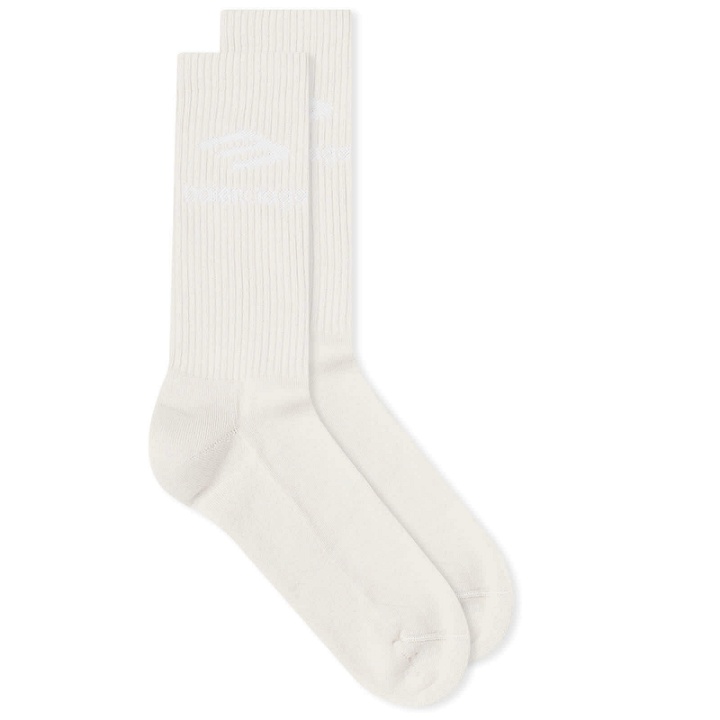 Photo: Balenciaga Men's Logo Socks in Off White/Gitd