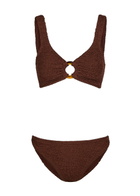 Hunza G Julia Hoop Crinkle Bikini - Brown - One Size