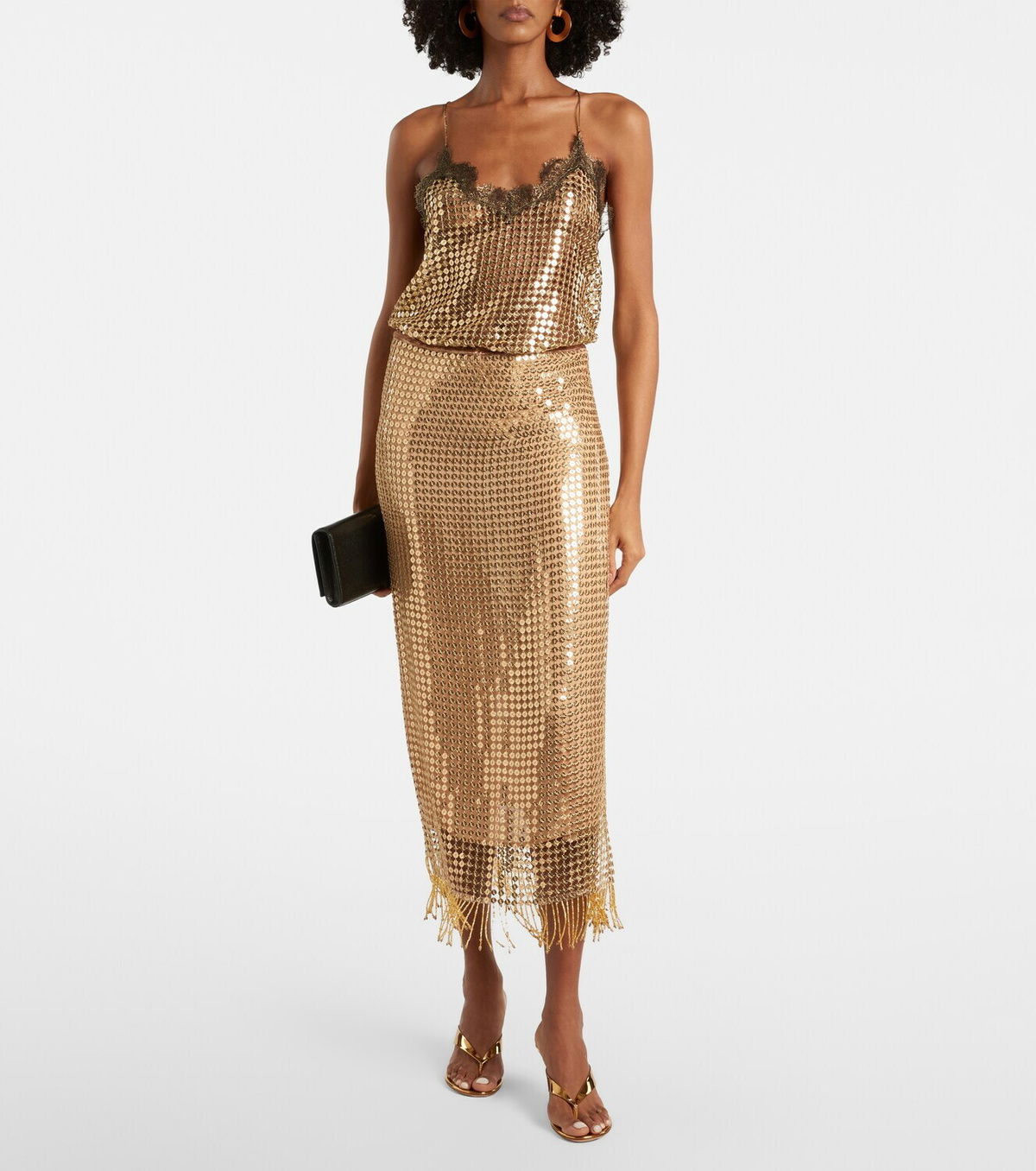 Roberto Cavalli Sequined lace-trimmed top