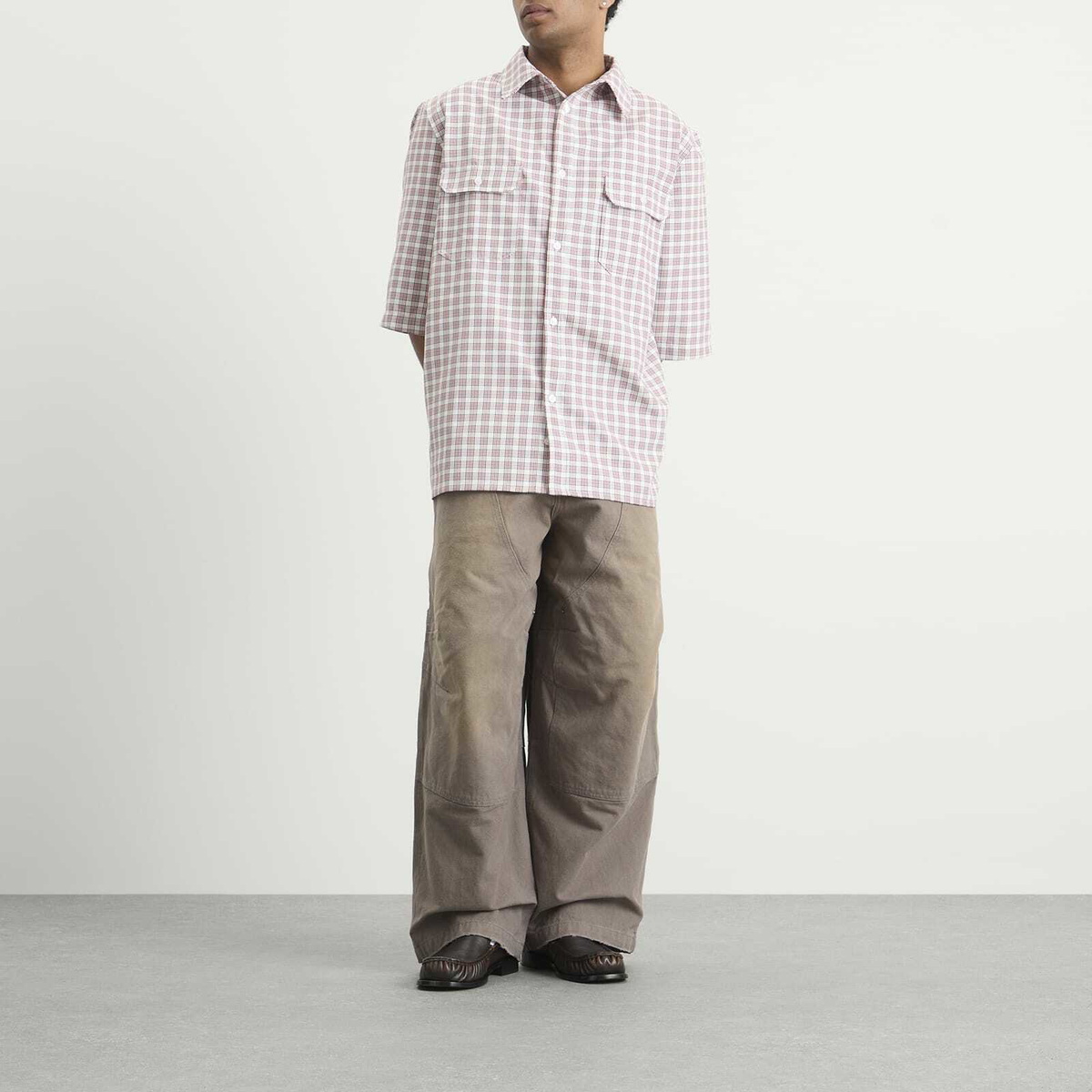 Willy Chavarria Men's Stockton Double Knee Pant in Concrete