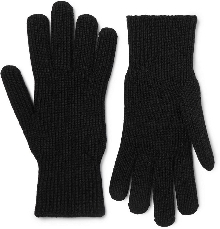Photo: Moncler - Logo-Appliquéd Virgin Wool Gloves - Black