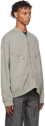 Jil Sander Gray Cotton Bomber Jacket