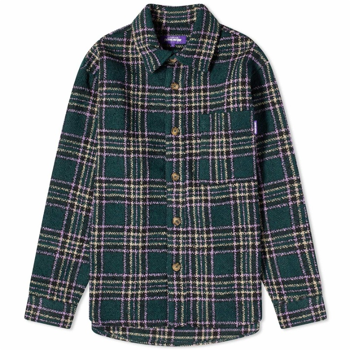Photo: Fucking Awesome Men's Less Heavyweight Flannel Overshirt in Green/Purple