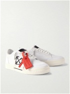 Off-White - Logo-Embroidered Leather-Trimmed Canvas Sneakers - White