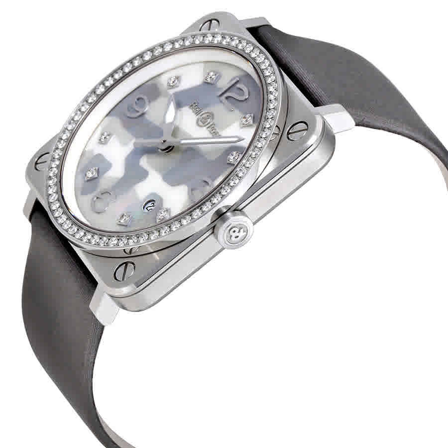 Bell and Ross Aviation Diamond Grey Camouflage Dial Ladies Watch BRS-CAMO-ST-LGD