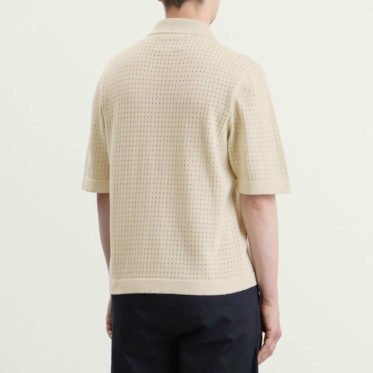Corridor Men's Pointelle Knit Shirt in Natural