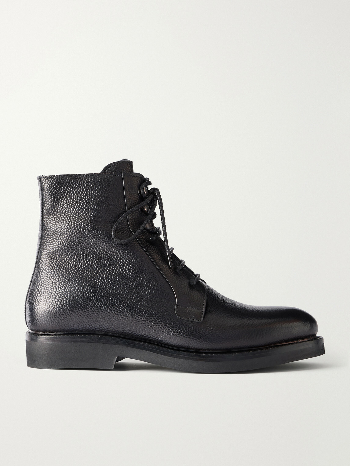 Mr P. - Shearling-Lined Full-Grain Leather Lace-Up Boots - Black