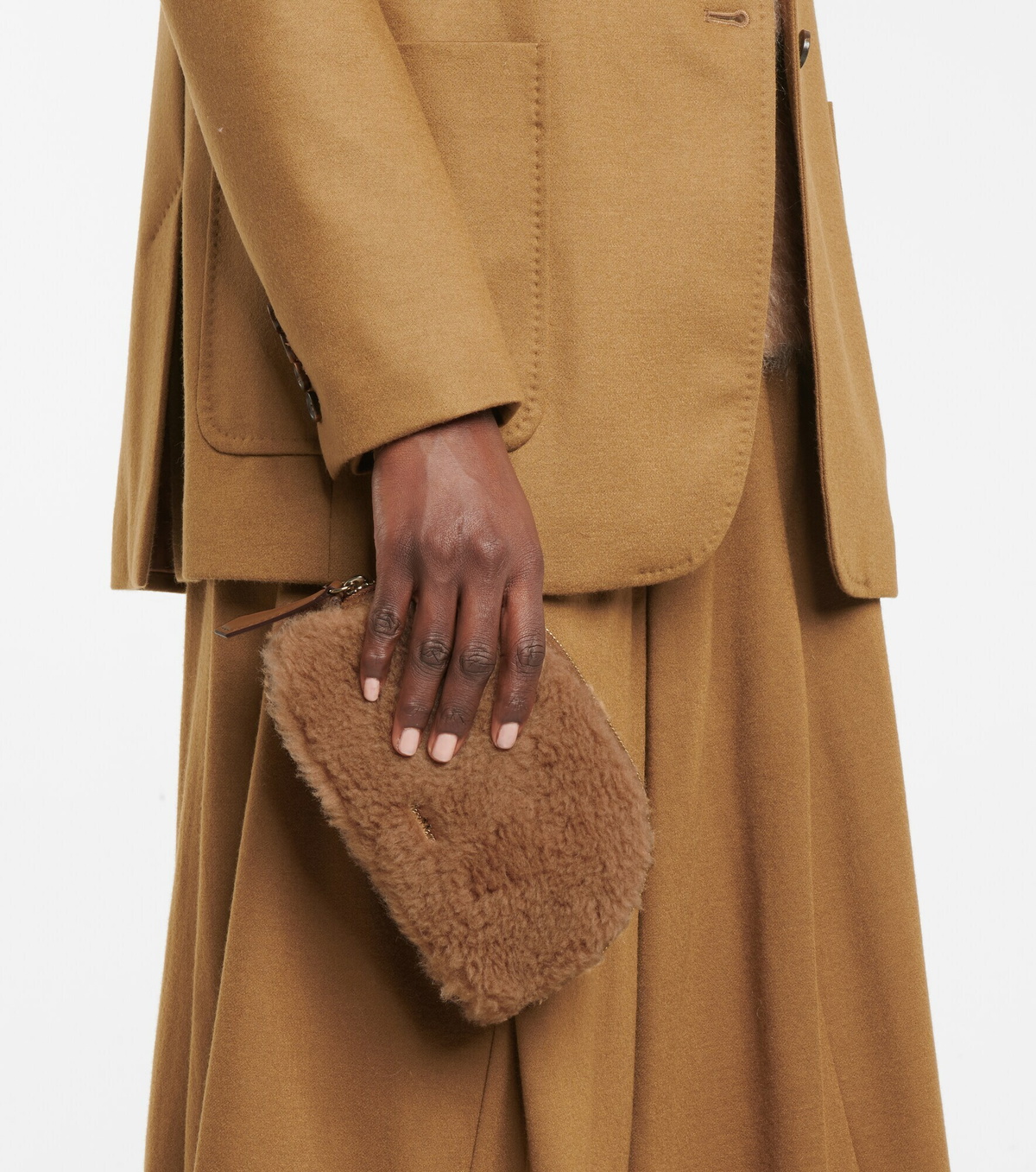 Max Mara - Casy camel hair and silk clutch