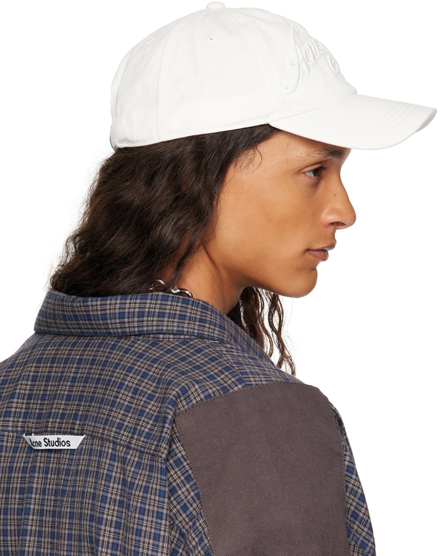 ACNE white baseball cap Embroidered Logo Baseball Cap - White – Feature main image 3