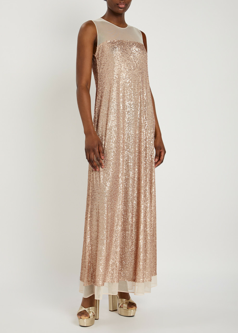 ellie wilde rose gold prom dress Ellie Wilde Fitted Long Prom Dress EW34002 main image 1