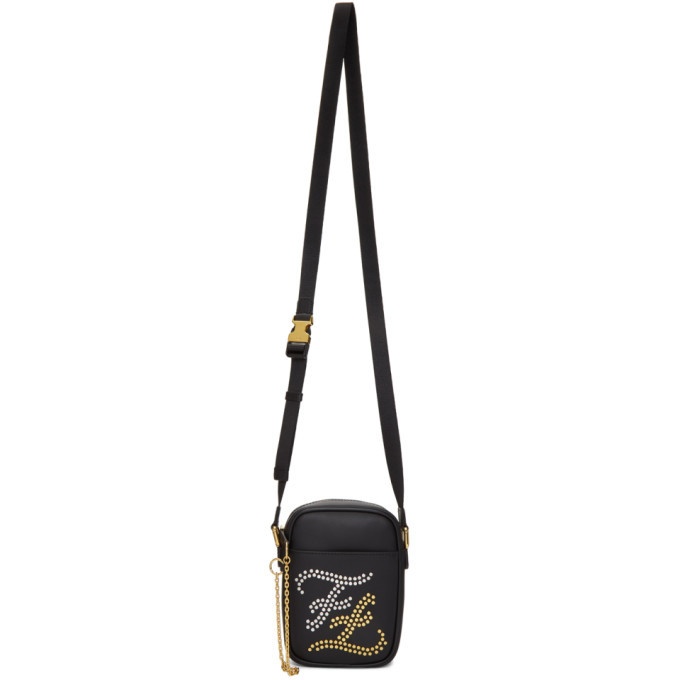 Photo: Fendi Black Small Studded Karl Messenger Bag