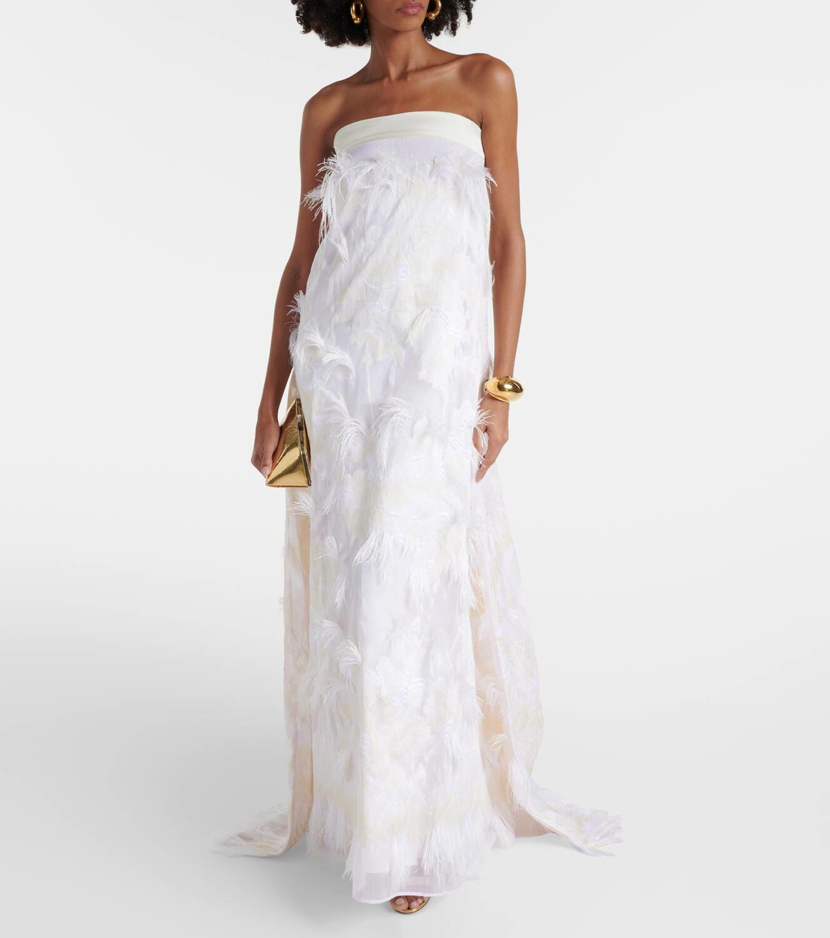 Taller Marmo Bridal Trapeze fringed jacquard gown