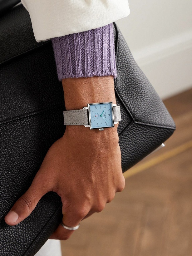Photo: NOMOS Glashütte - Tetra Azure Hand-Wound 29.5mm Stainless Steel and Textured-Leather Watch, Ref. No. 496