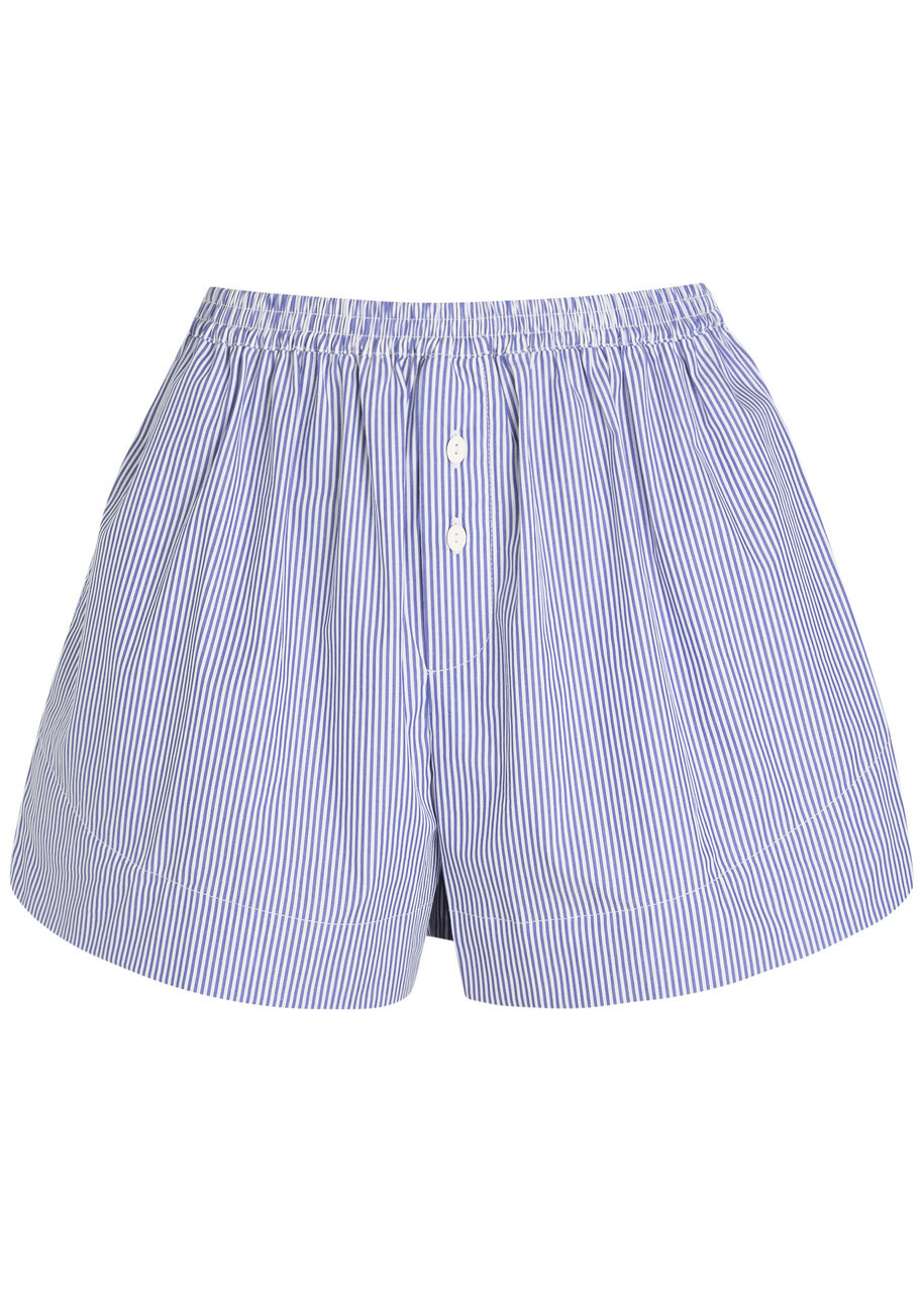 Faithfull The Brand Lonia Striped Cotton Shorts Blue