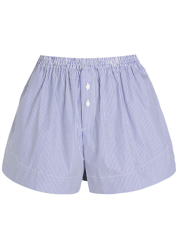 Photo: Faithfull The Brand Lonia Striped Cotton Shorts Blue