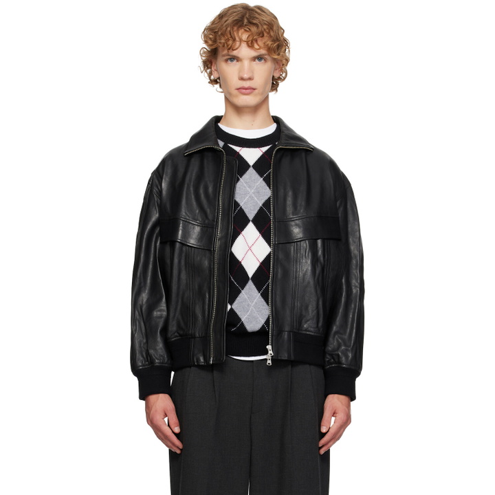 Photo: Dunst Black Stand Collared Leather Jacket