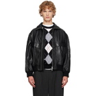 Dunst Black Stand Collared Leather Jacket
