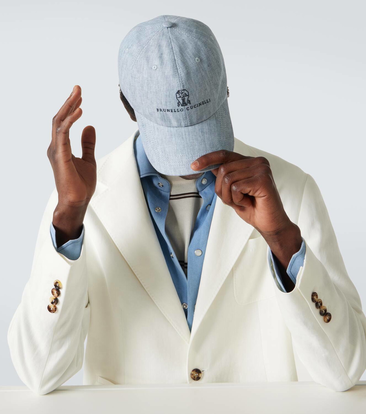 キャップ Brunello Cucinelli Linen Blend Baseball Hat With Logo Embroi Brunello Cucinelli Men Linen Baseball Hat With Frontal Logo