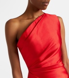 Solace London Kira draped one-shoulder satin maxi dress
